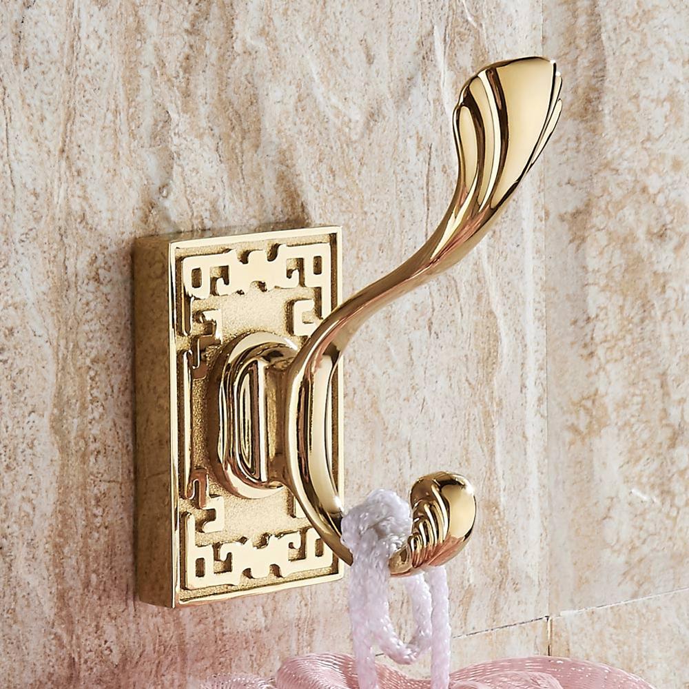 Crochets pour vêtements en alliage de Zinc Antique, crochet mural pour manteau, accessoire de salle de bains, remise de vêtements pour serviettes, crochets pour robe simple: Gold