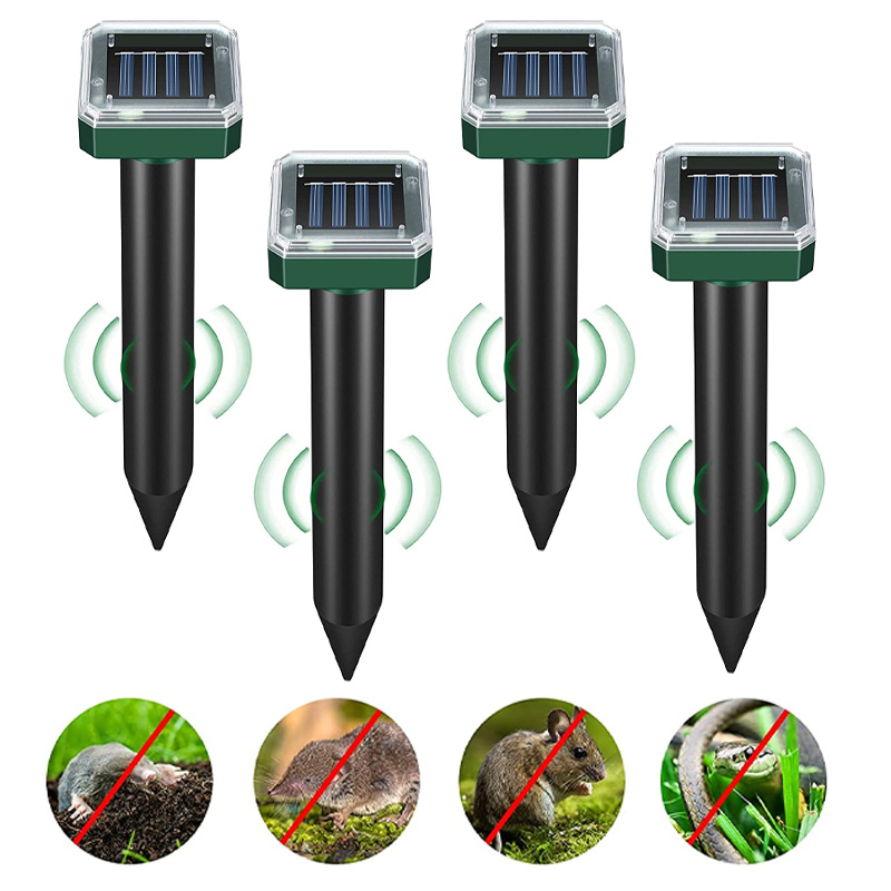 2/4Stck Solar- Ultraschall abwehrmittel Ebene Maulwurf Ratten abwehrmittel draussen Rasen Spitze Garten Schädlings bekämpfung Nagetier Maus Schädlings bekämpfung