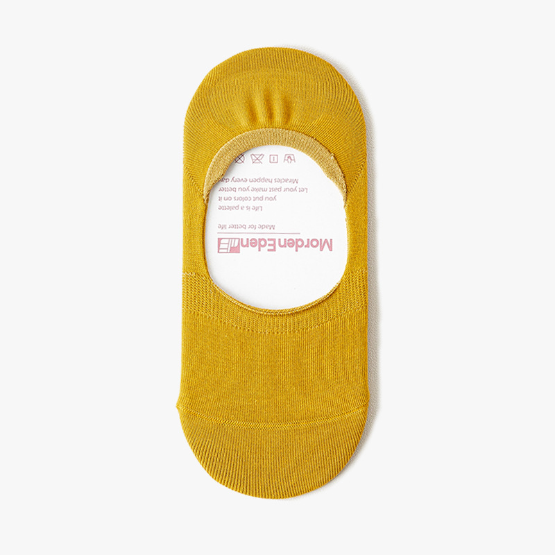 Calcetines invisibles antideslizantes para mujer, calcetín de silicona de corte ultrabajo, Fondo de algodón fino, de verano, 1 par: deep yellow