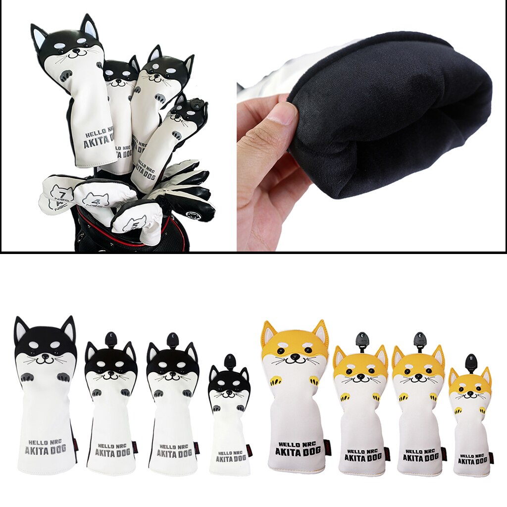 4 Stks/set Golf Hoofd Covers Voor Driver Fairway Wood Golf Club, Mooie Akita Hond Headcovers Golf Cover Universele Protector