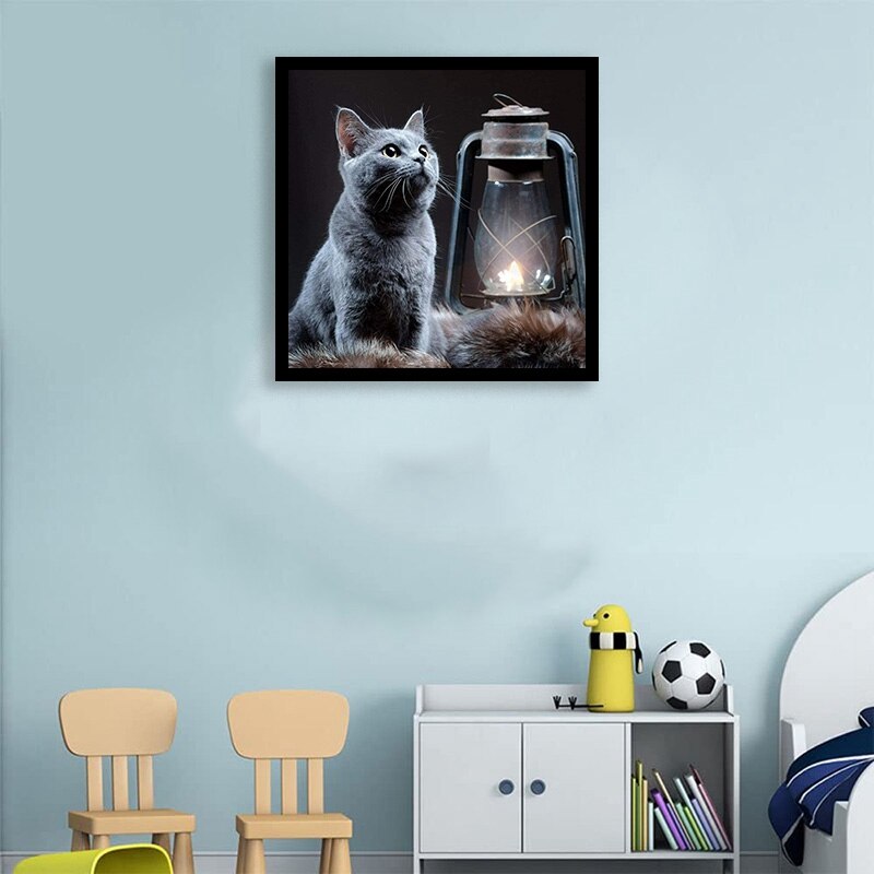 Cat Diamond Painting 5D Diamond Painting Kits Full Coverage Round Rhinestone DIY Tool Kit Art Supplies Fun