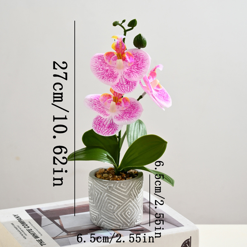 Orchidée papillon simulée, plante artificielle créative en pot, sans arrosage, Table à manger réutilisable, bonsaï décoratif pour la maison et le bureau: Black