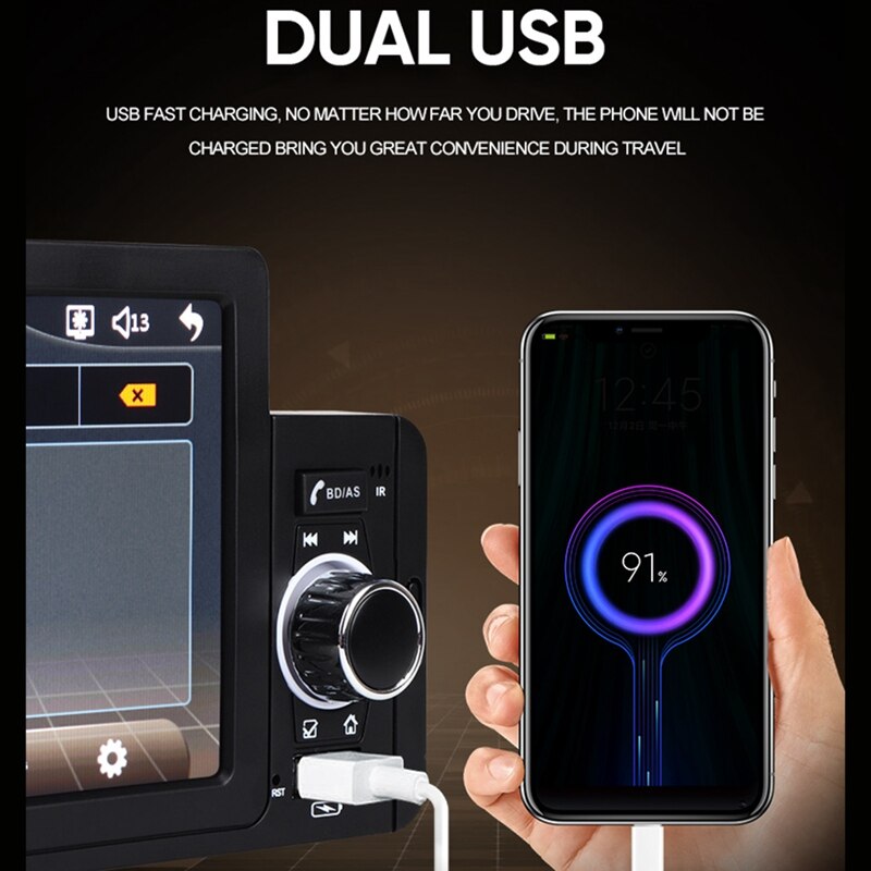 1 Din Auto Radio Stereo 5 Inch Multimedia Ips Touchscreen MP5 Speler Met Knop Knop Dual Usb Bluetooth Spiegel Link