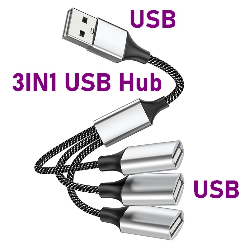 Cable adaptador divisor USB 1 en 3 salida 4 puertos OTG convertidor tipo C extensión datos de alimentación para teclado de ordenador portátil controlador de juego ratón: BLANCO