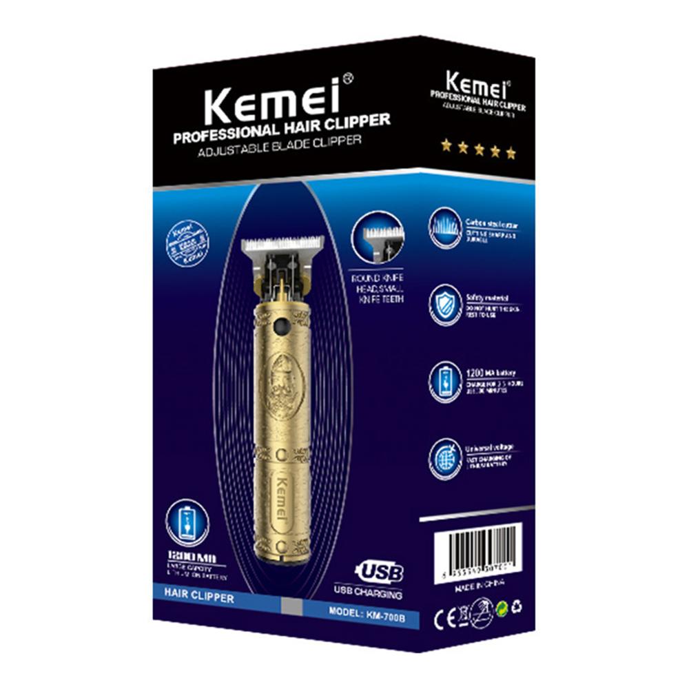 Kemei pro li t-outliner tunge hitter trådløs hårtrimmer mænd 0mm skaldede hårklipper finish hårskæremaskine
