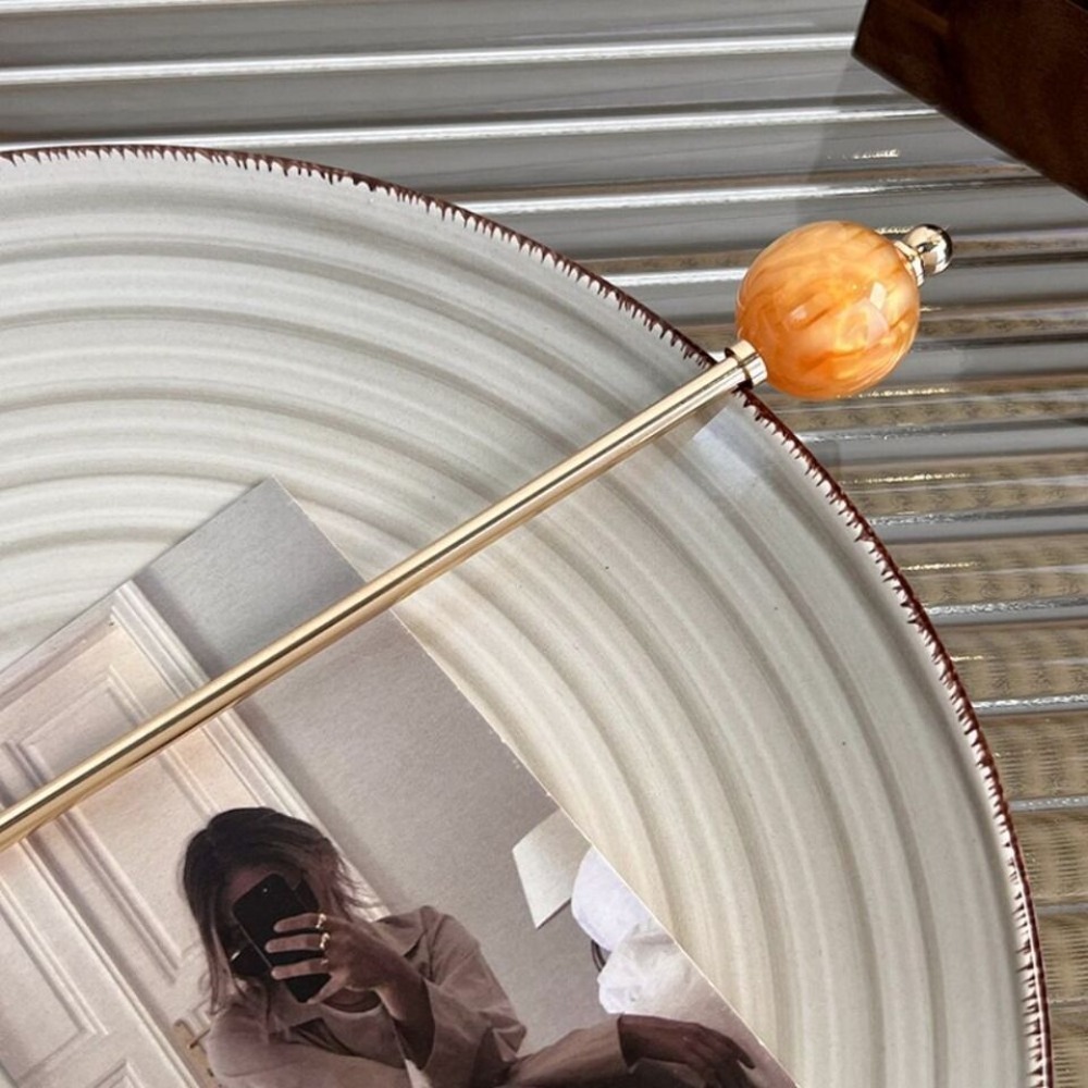 Modern Chinese Style Round Ball Metal Hairpin Fresh Alloy Panfa Artifact Simplicity Advanced Sense Hair Clip Headdress Stick: SKY BLUE