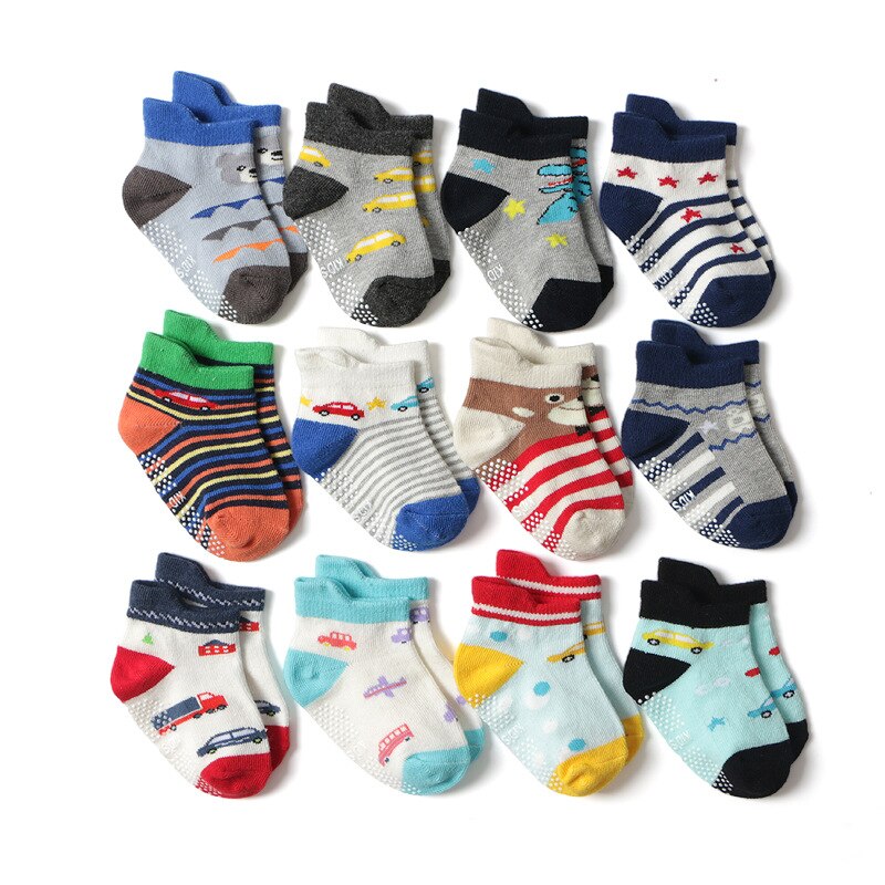 12 paare/los freundlicher Baumwolle Baby Boden Socken Junge Gril Art Kurze Socken Nicht-Unterhose 1-5 Jahre: TWS0641 / M 1 zu 3 Jahre