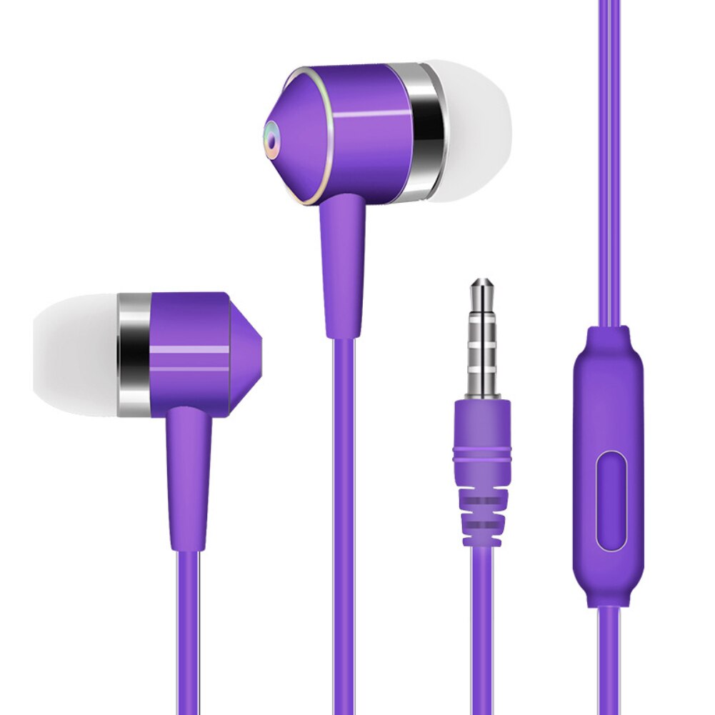 Multi-color in-ear mobiltelefon headset linjekontrol subwoofer med hvede øretelefoner universal telefon tilbehør headset txtb 1: Lilla