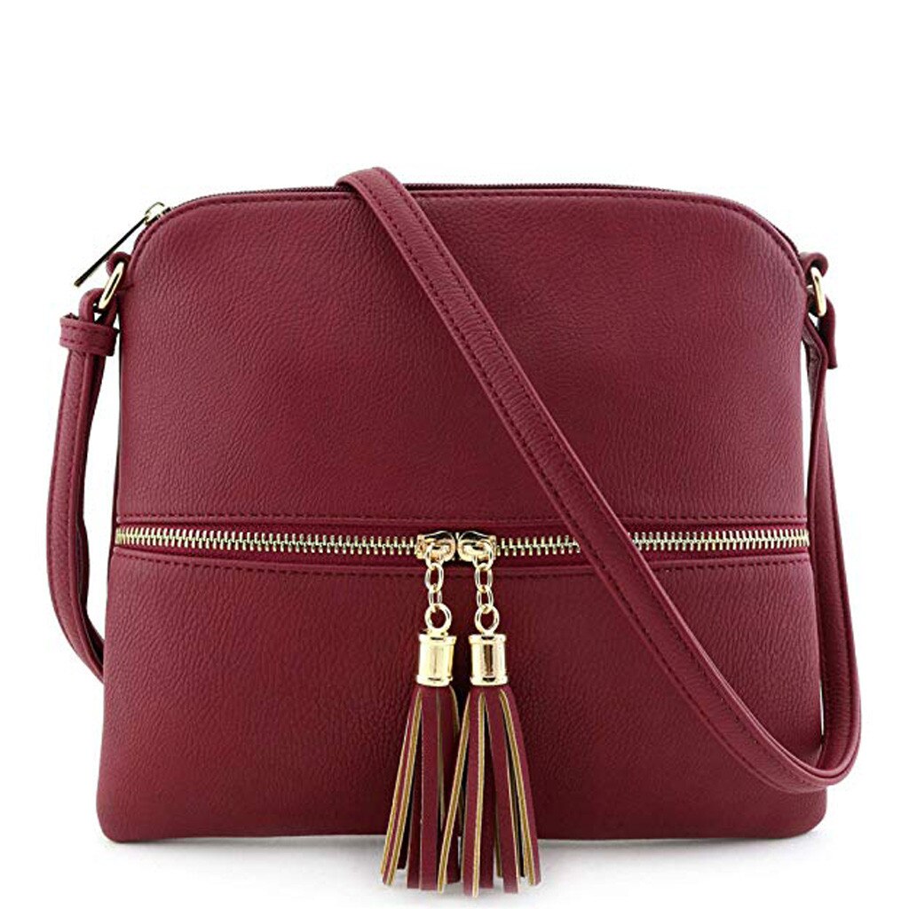 38# Luxury Handbags Women Bags Women Leather Tassel Crossbody Bag Pure Color Shoulder Bags Messenger Bag bolsos