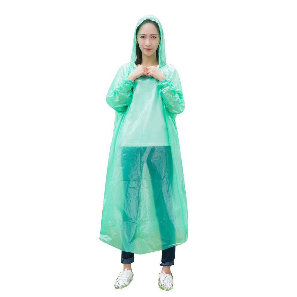 Wegwerp Volwassen Regenjas Emergency Waterdichte Regenjas Wandelen Camping Hood Ondoordringbare Дождевик @ 25: green