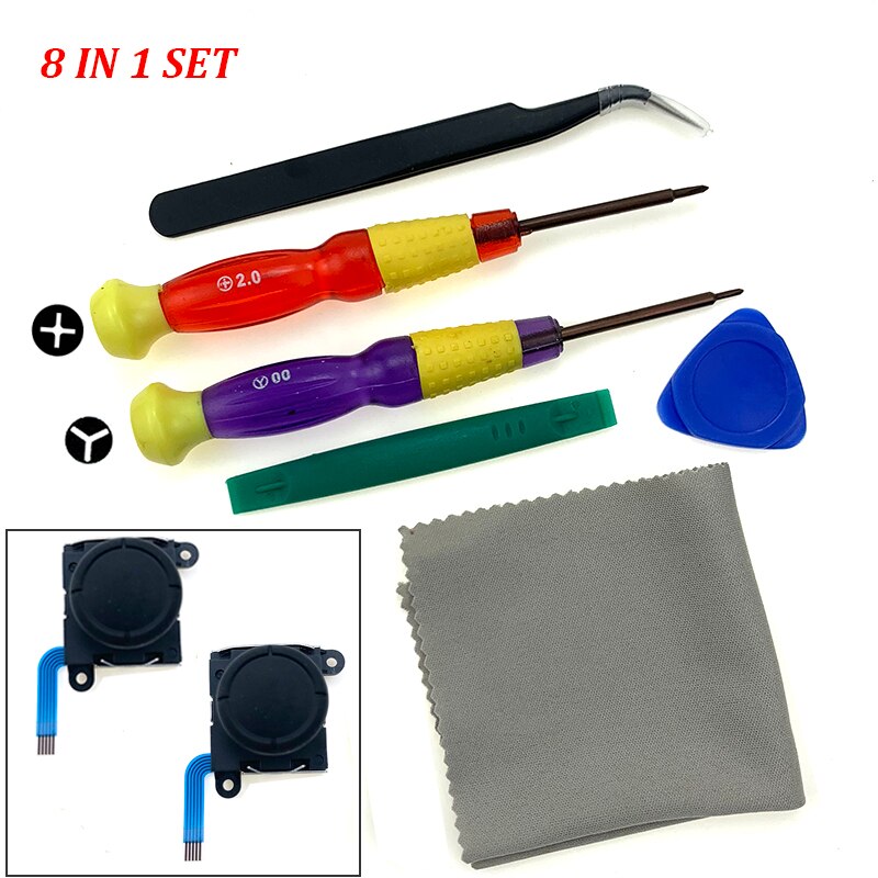 Palanca de mando analógica 3D, palanca de pulgar, módulo de llave de tapa de botón, herramienta de reparación para Nintendo cambiar controlador Joy-Con + herramienta de reparación: 8 IN 1 Kit B