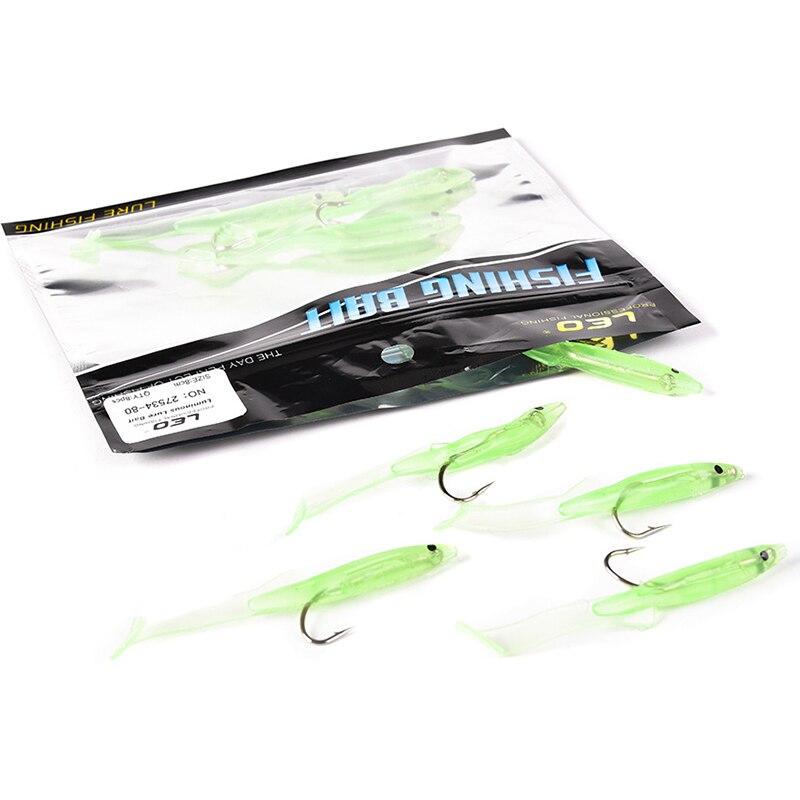 Självlysande med krok lu sub mjuk fiskedrag fluorescerande lu sub bete silikonpåse bioniska räkor med självlysande påse: 15cm 4pc