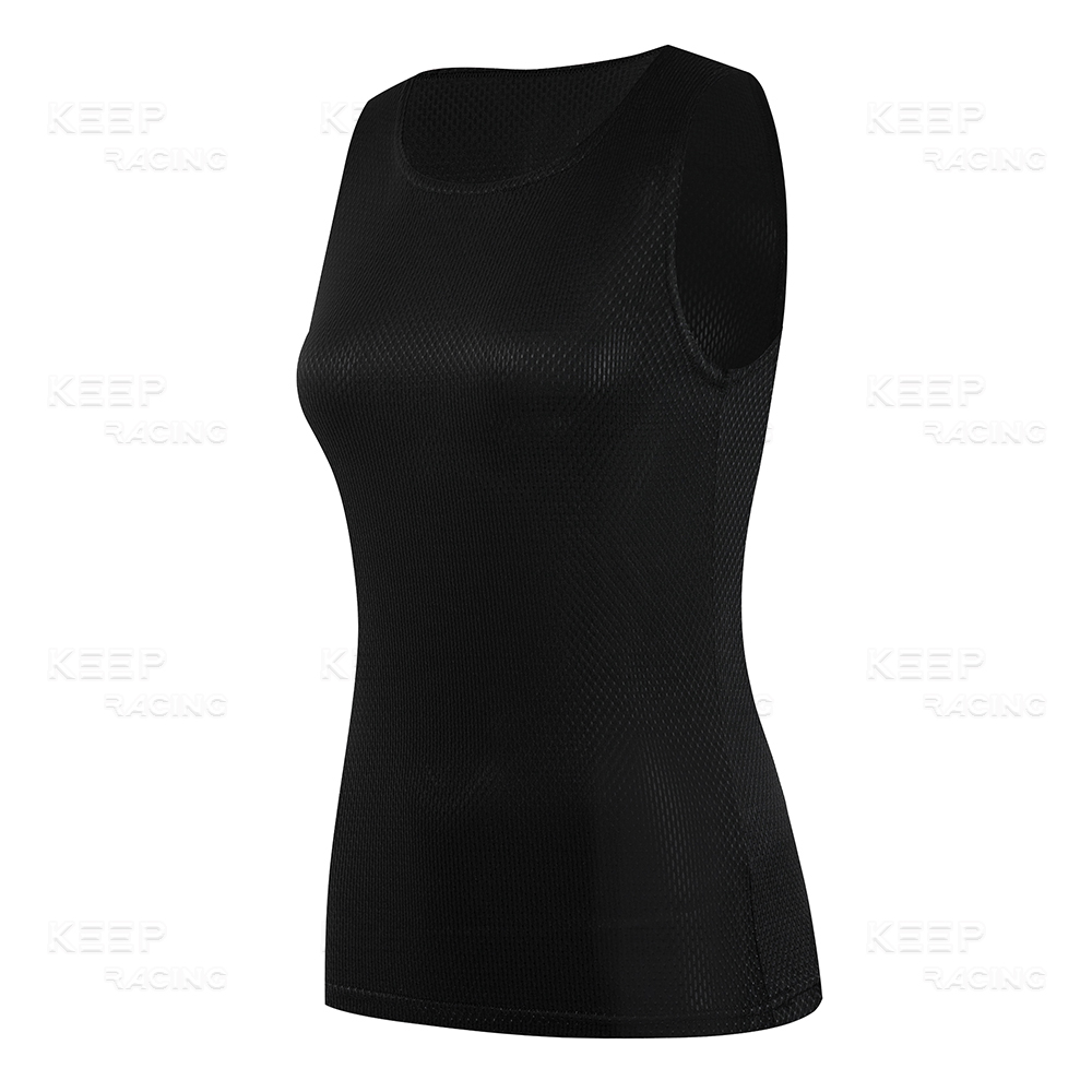 Camiseta de ciclismo con capas Base para mujer, chaleco azul de secado rápido, camiseta interior rosa transpirable, chaleco elástico, camisetas para bicicleta de carretera: L / Negro