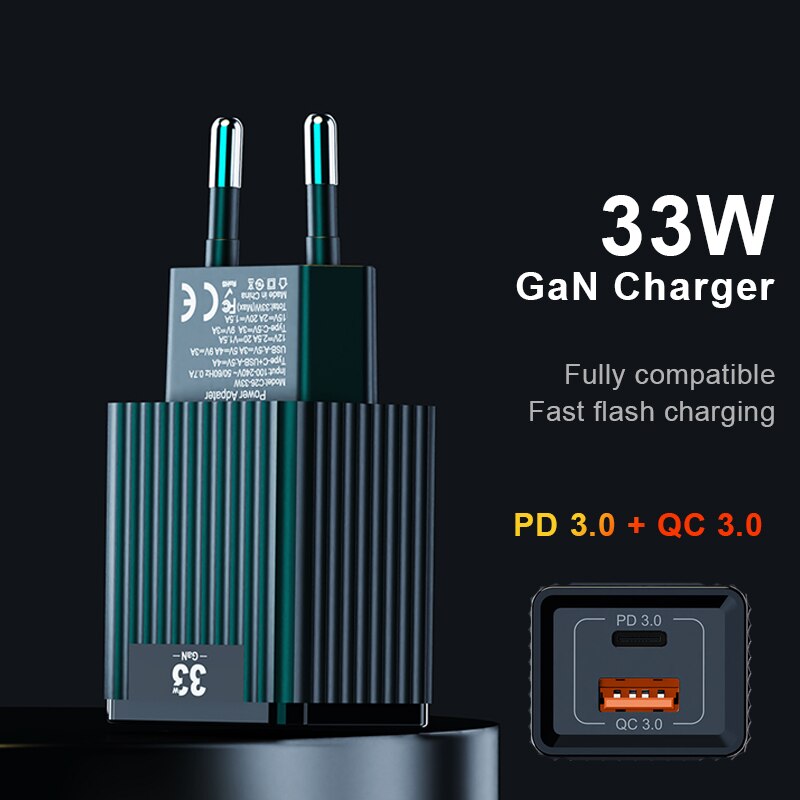 Nohon 33W Gan Pd Usb Telefoon Oplader QC3.0 PD3.0 Quick Charge Type C Charger Muur Adapter Plug Voor Iphone 13 Pro Max Samsung