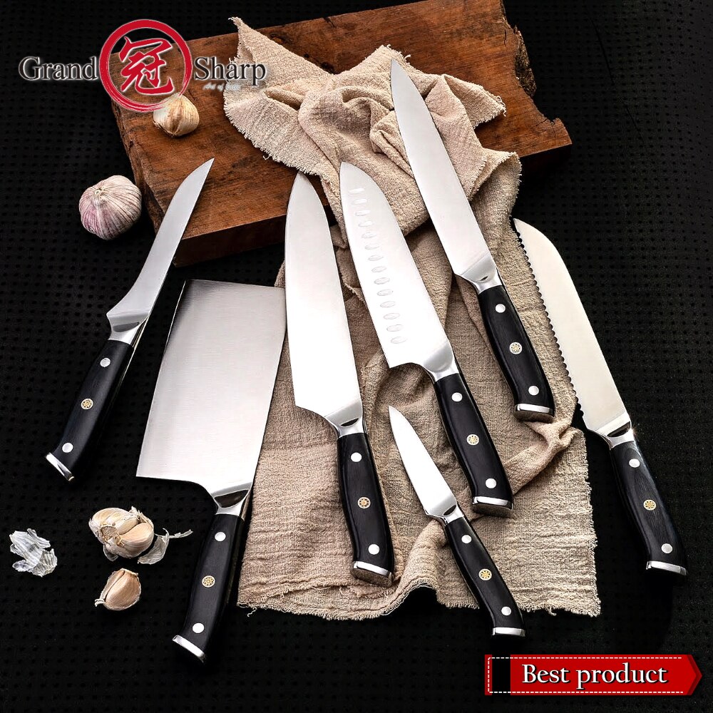 Chef Knife Set Germany 1.4116 High Carbon Steel Santoku Boning Cleaver Home Cooking Tools Japanese Kitchen Knives Christmas