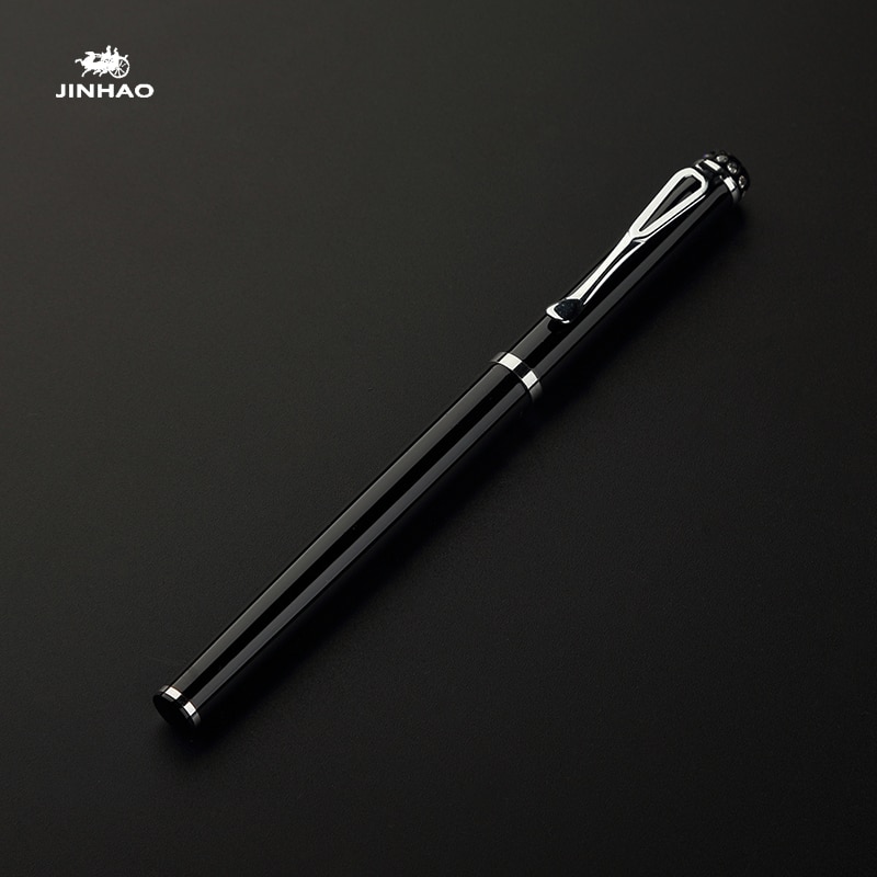 Jinhao 301 Glad Zwart Wit Extra Fine Nib 0.38 Vulpen Luxe Metalen Inkt Pennen Voor Kantoorbenodigdheden Schrijven briefpapier
