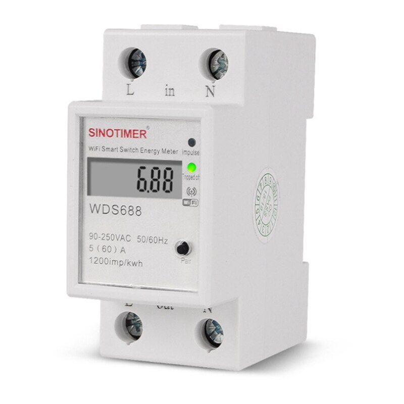 ! SINOTIMER Smart Energy Meter Tuya WDS688 Energy Meter Wifi Single Phase Energy Meter Mobile App Household Electric Me: Default Title