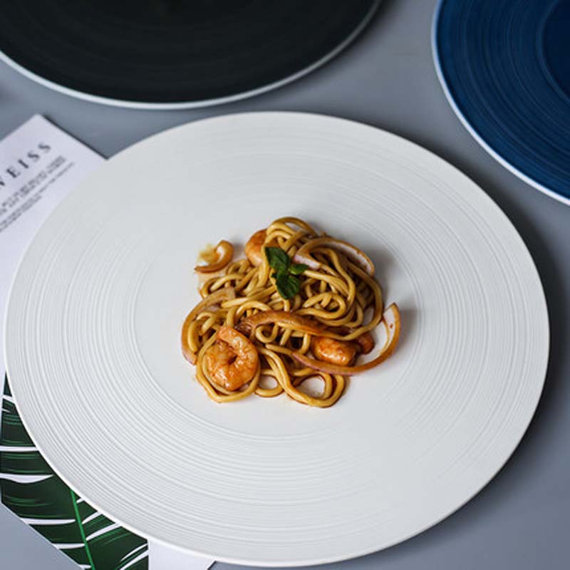 Fancity Nordic Keramische Steak Plaat Platte Schotel Plaat Ronde Westerse Restaurant Plaat Lade Set Plaat Pasta Plaat Creatieve Westerse Pl