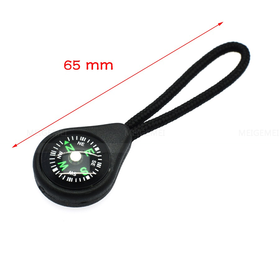1 stks/pak Kompas Zipper Pull Met Riem Voor Rugzak Gym Pak Kledingstuk Accessoires Zwart