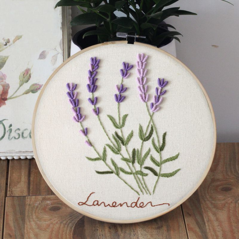 DIY Embroidery For Beginner Flower Pattern Handwork Needlework Cross Stitch Kit Ribbon Painting Embroidery Hoop Home Decoration