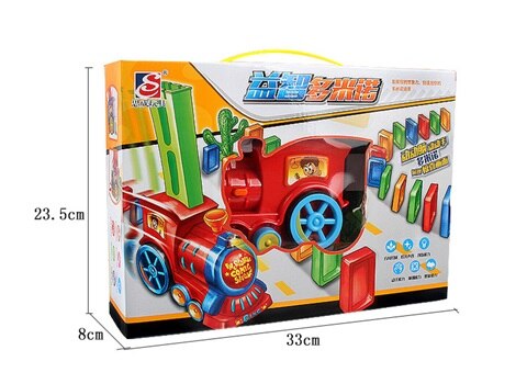 Dominó tren juguetes automática de 60 piezas de dominó con la carga de cartucho de luces y sonido para el de los niños chico: Red with box