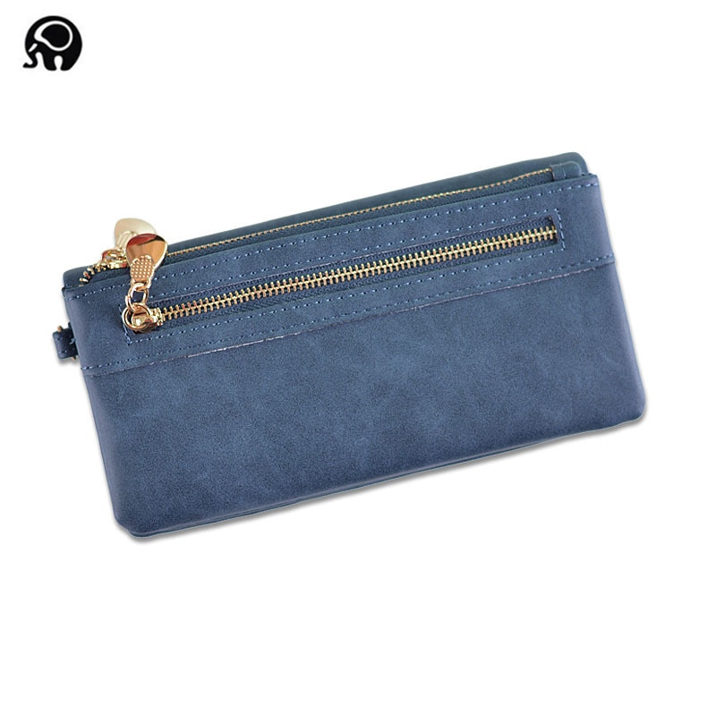 Women's Long Wallet Female High Capacity Double Zippers Clutch Purse Wristlet Women's Purse Long PU Leather