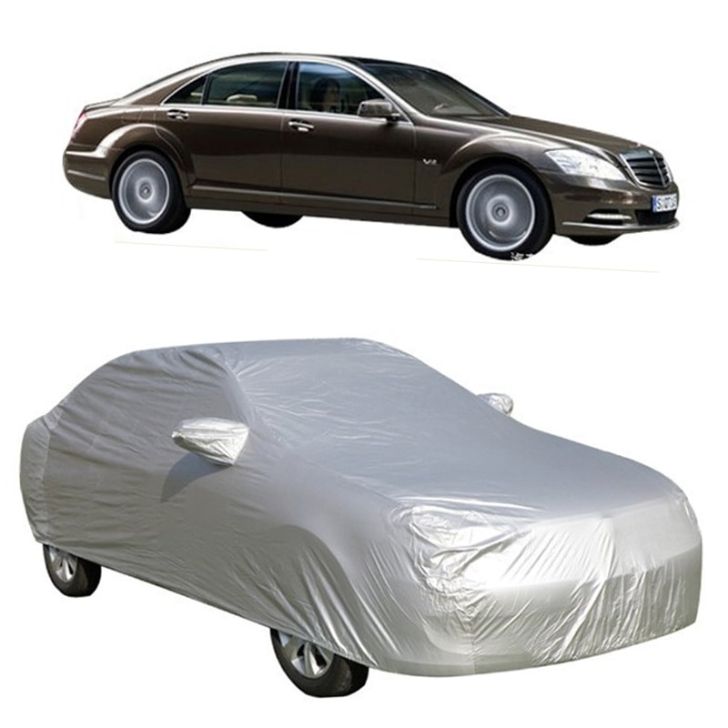 Universele Full Car Covers Sneeuw Ijs Stof Zon Uv Shade Cover Opvouwbare Licht Zilver Maat S-XXL Auto Outdoor Protector cover