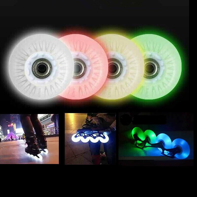 Outdoor LED Light Inline Sliding Flash PU Roller Wheels 80mm Inline Skating Flashing Wheel Rollerblade Replacement Durable