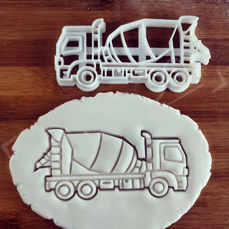 Molde de ingeniería de dibujos animados para galletas, cortador de galletas, glaseado de Fondant, de Tractor, de mantequilla y camión de bomberos: Cement Tanker