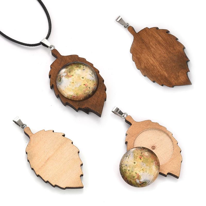 10 kpl puinen riipus cabochon pohja-asetelma korujen valmistustarvikkeet kaulakoru tyhjä tarjotin asettaminen sopii 25mm lasikaabokonia