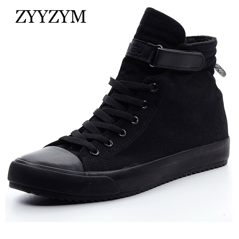 Zyyzym mænd lærred sko høj top sneakers spring help klassisk unisex stil åndbar mand casual elskere sko