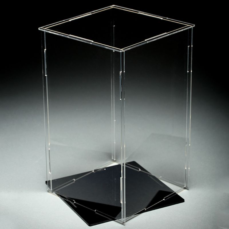 Helder Acryl Vitrine Zwarte Basis Stofdicht Bescherming Model Speelgoed Tonen Doos