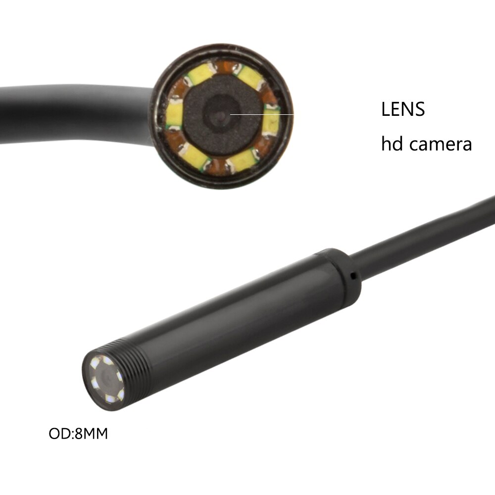 Endoscopio 2 en 1 USB para Android, cámara HD de 2MP, 1M, 2M, 10M, lente de 8mm, impermeable, USB, cámara HD 720P, Android