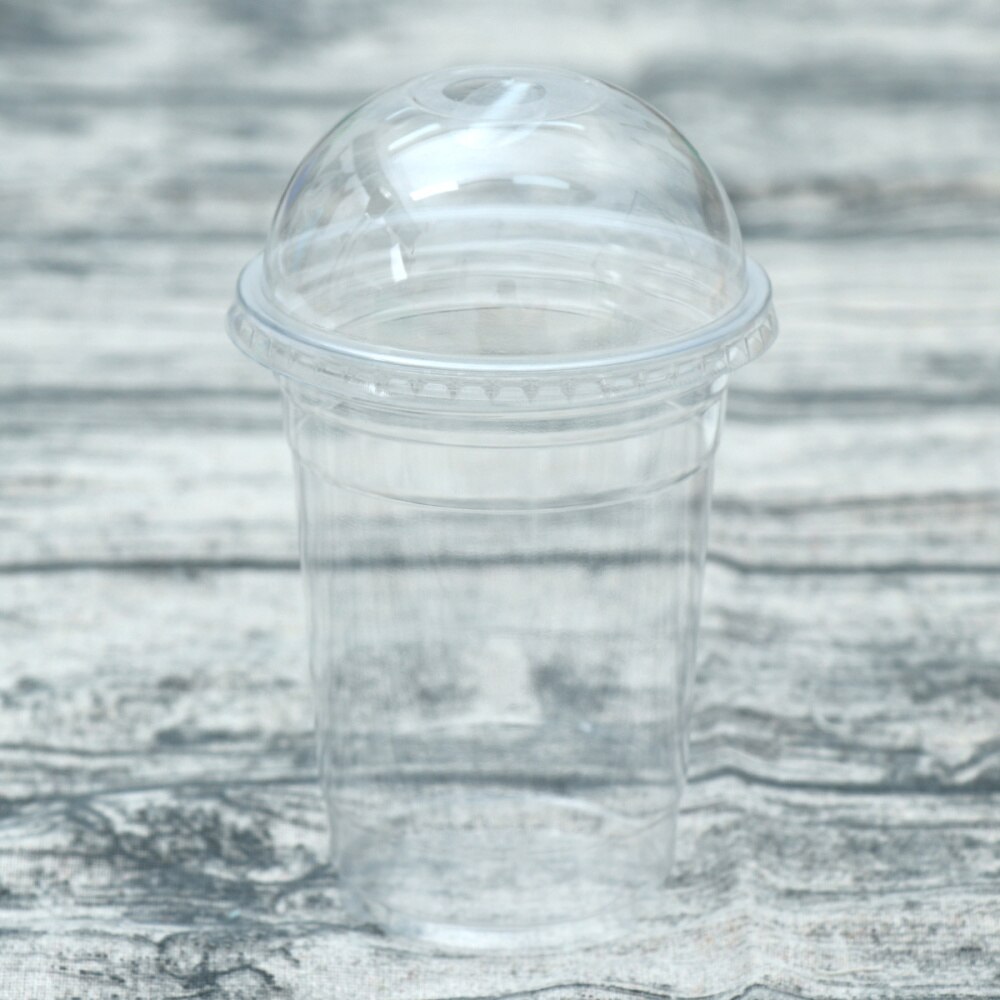50pcs Disposable Transparent Cup Cups Cold Drinks Takeaway Packaging (with Dome Lid)