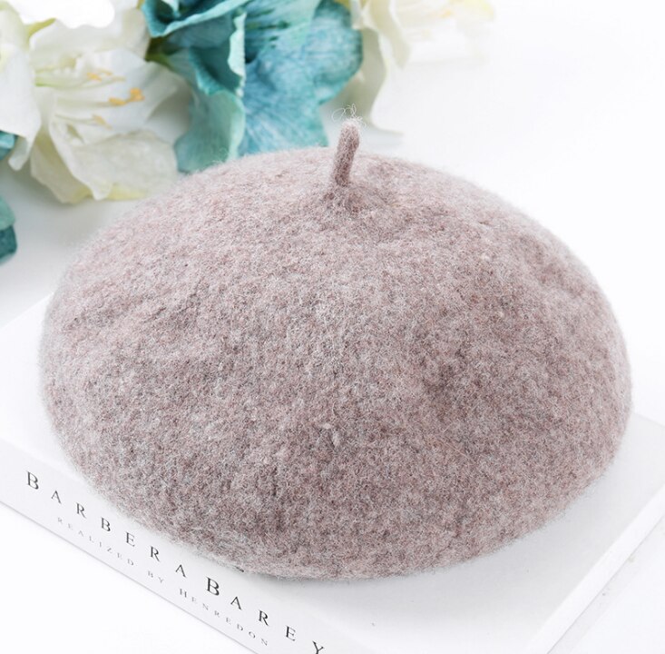 BUTTERMERE Women Wool Beret Hat Winter White Artistic Hats Ladies Solid Color Cashmere Soft Female French Painters Hats: Light Gray