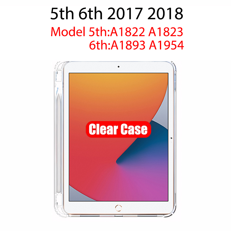 Clear Case For iPad 10th 9th 8th 7th 6th 5th Generation With Pencil Holder Case iPad Air 11 5 4 3 Pro 13 12.9 Mini 6 7 Tpu Cover: black
