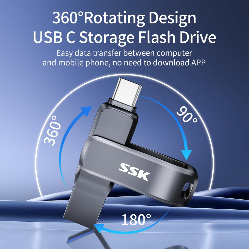 SSK USB Flash Drive USB 3.2 Thumb Drive met Type-C Flash-geheugen en USB A USB Memory Stick voor smartphones Tablets Mac Laptop