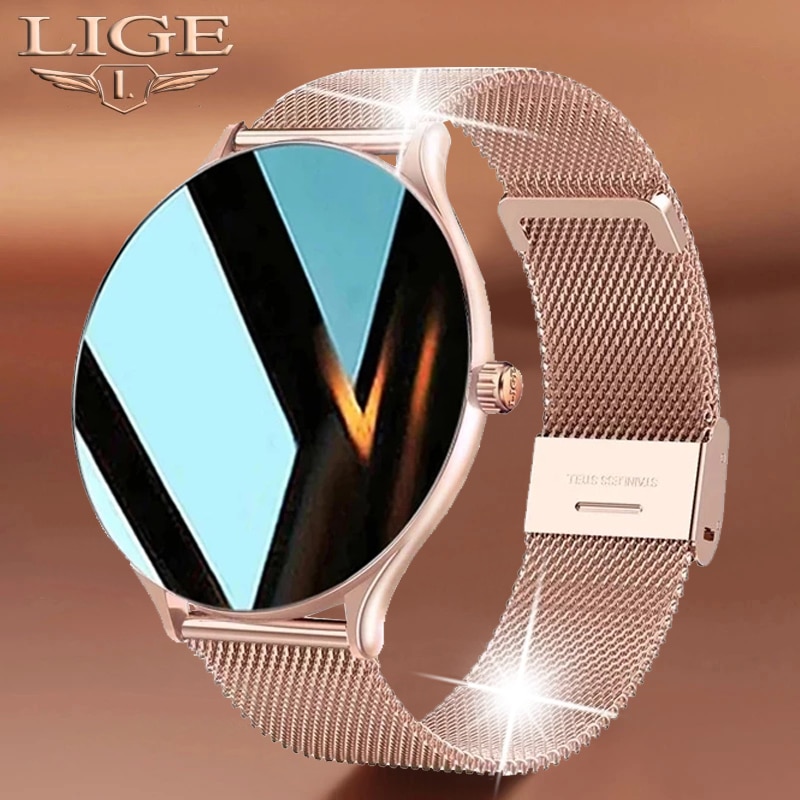 LIGE Full Circle Touch Screen Luxury Smart Watch Women Smart Wristband Fitness Bracelet Men Heart Rate Waterproof Smartwatch
