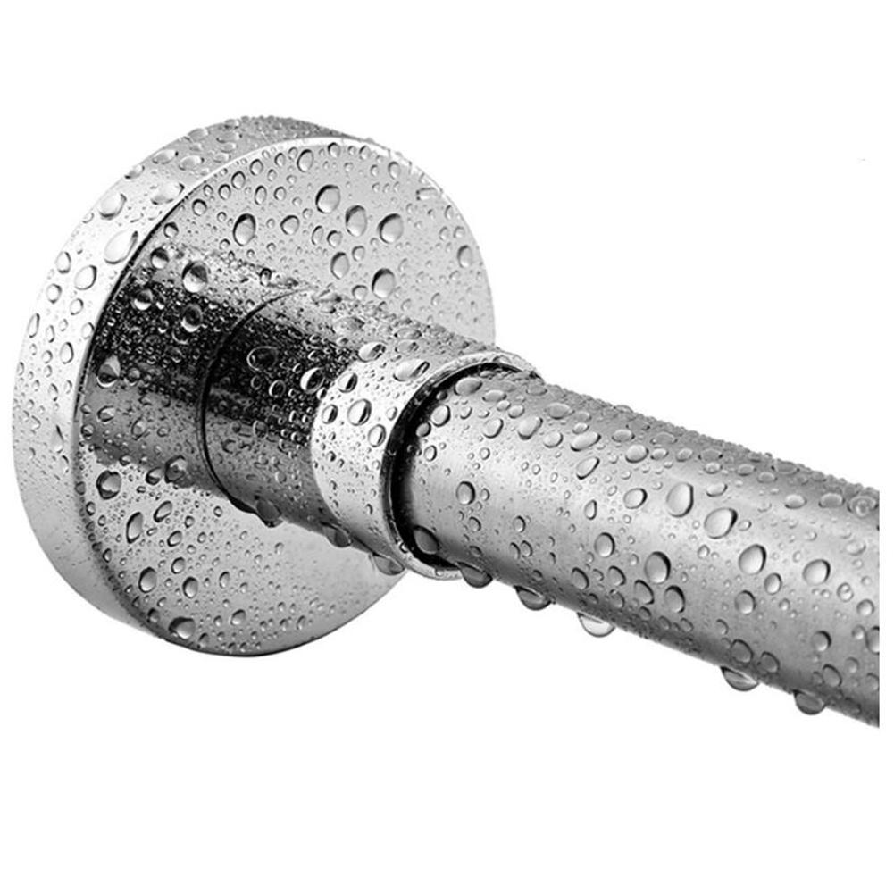 Barras de cortina de ducha de baño ajustables de acero inoxidable de 50/80 CM, barra telescópica de tensión extensible, percha para varilla perforadora de resorte libre