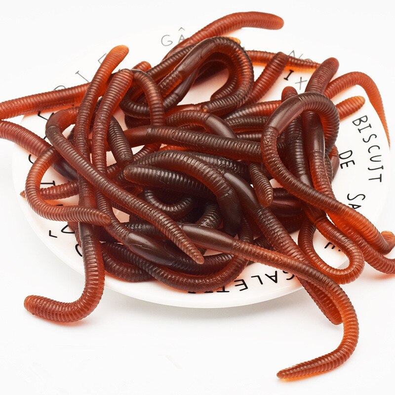 5 stk/parti 16cm simulering meitemark myk pvc kunstige morsomme leker til halloween-fest favoriserer dekorasjonsnyhet og kneble-leker