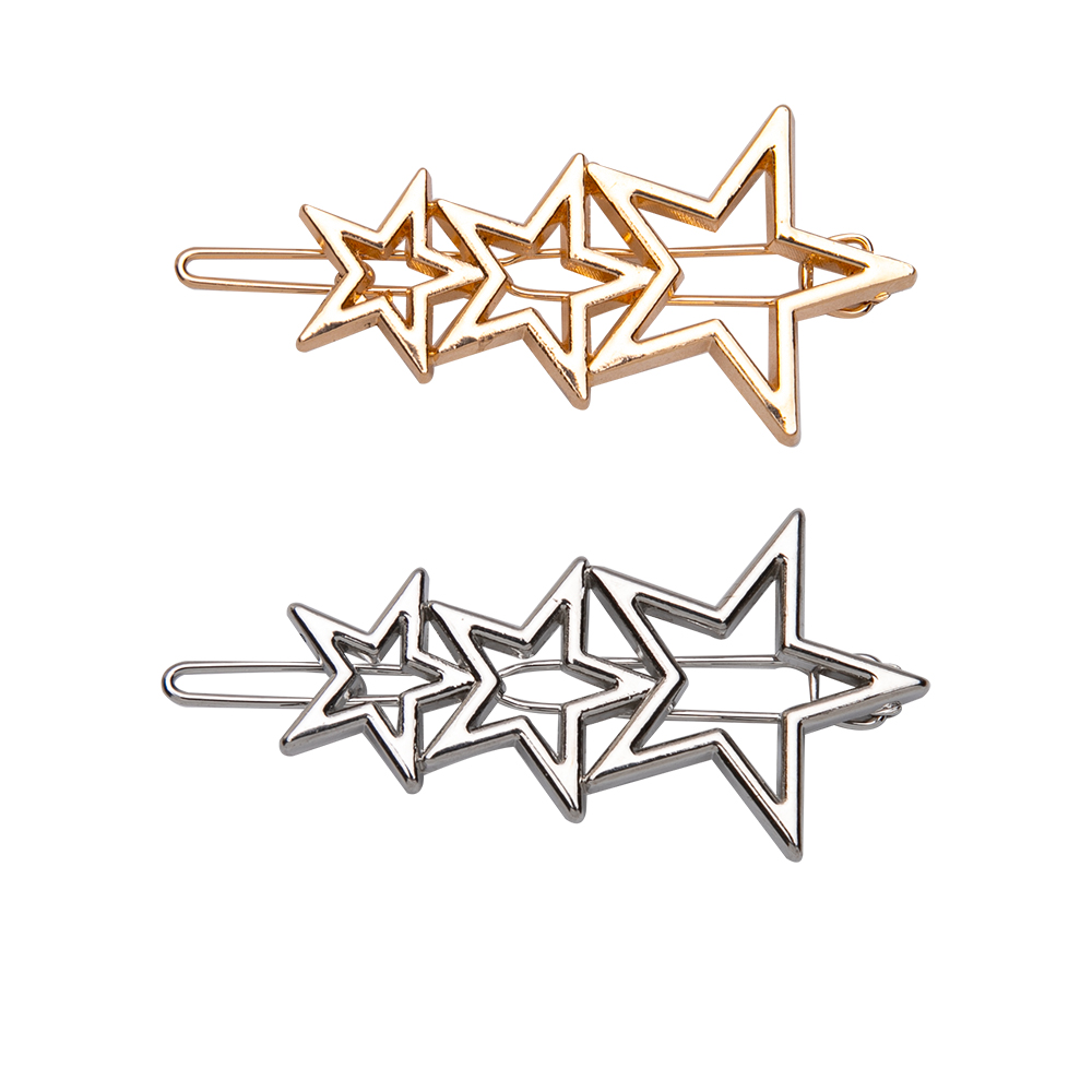 2Pcs Hollow Geometrische Haar Clip Voor Vrouwen Elegante Driehoekige Moon Star Cirkel Metalen Barrette Haarspeld Hoofd Accessorie