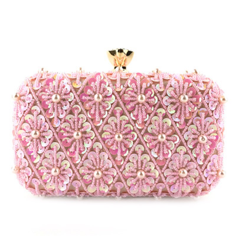 Pailletten Perlen Abend Taschen Frauen Formale Geldbörse Party Hochzeit Prom Cocktail Party Handtaschen Beste -WT: Rosa