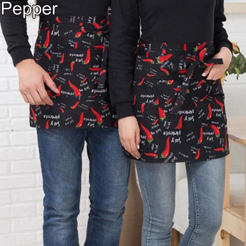 gestreift Plaid halb-Länge Kurze Taille Schürze mit Tasche Gastronomie Koch Kellner Bar: Pfeffer