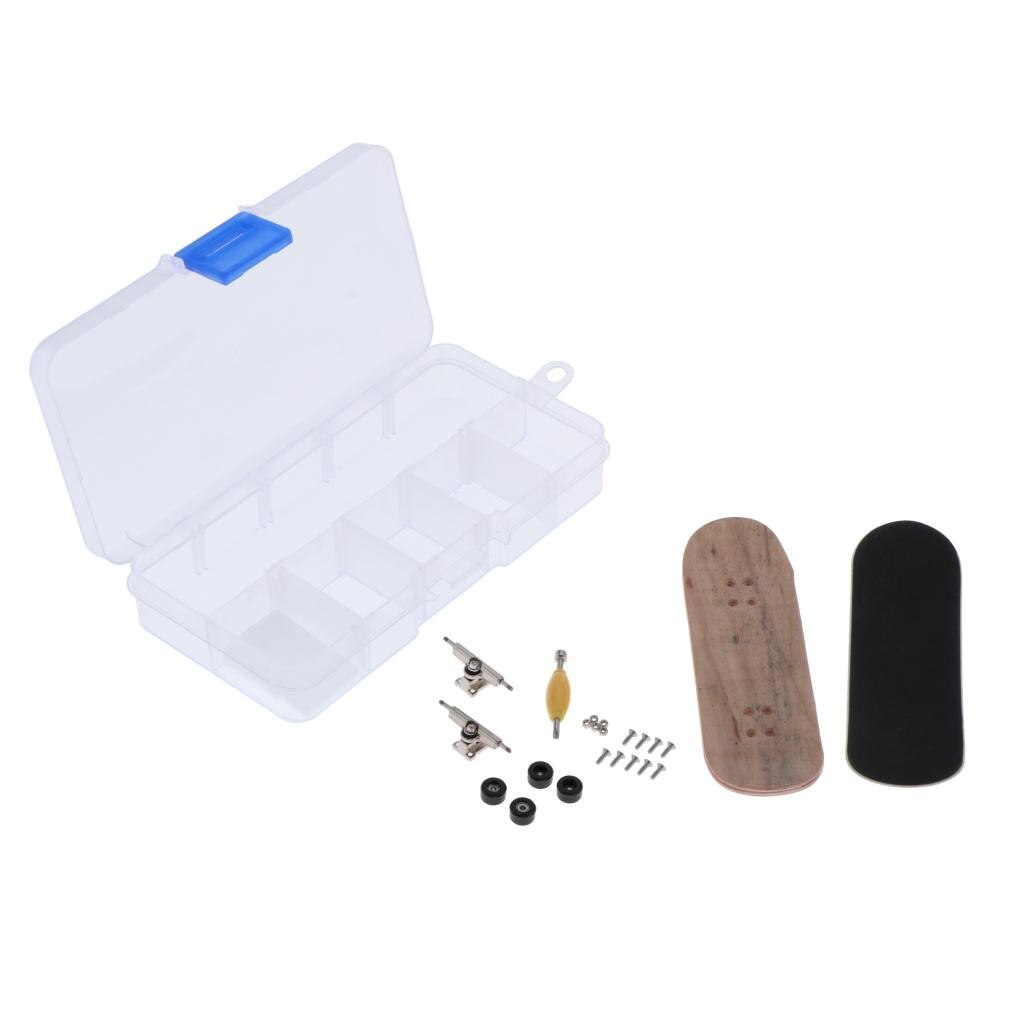 DIY Wooden Fingerboard Finger Skate Board Grit Box Maple Wood Tools Box: Black