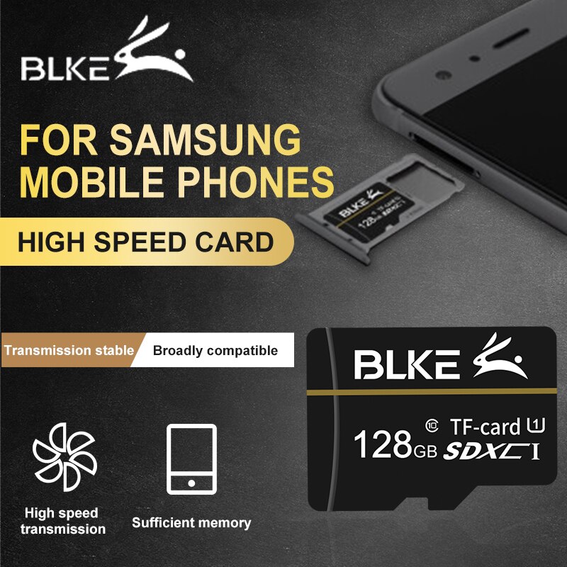 Blke tf-kort hukommelseskort micro  sd 64g 128g til samsung galaxy  s20 note 10 s10 note 9 a70s a50s w2019 m30s s8 m30s s9 note 8 c7 c 8: 128gb