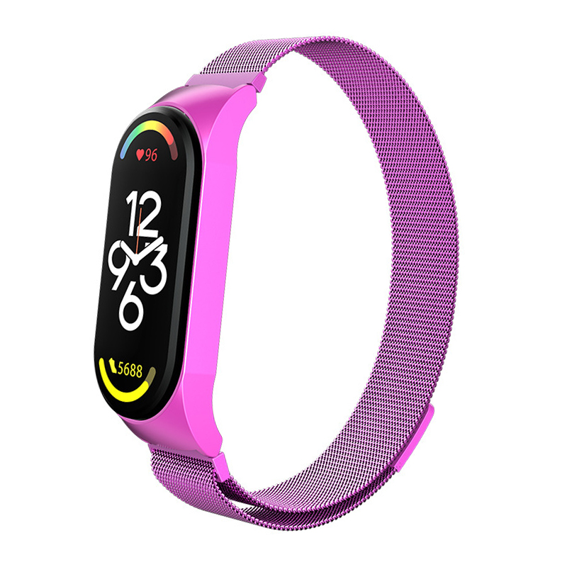 correa mi band 4 5 6 7, Milanese Loop para Xiaomi Mi Band 7, 6, 5 y 4, Correa de reloj de acero inoxidable, pulsera mi band 4, 6, 5, 3, 7 pro: M / SMOKEY MAUVE