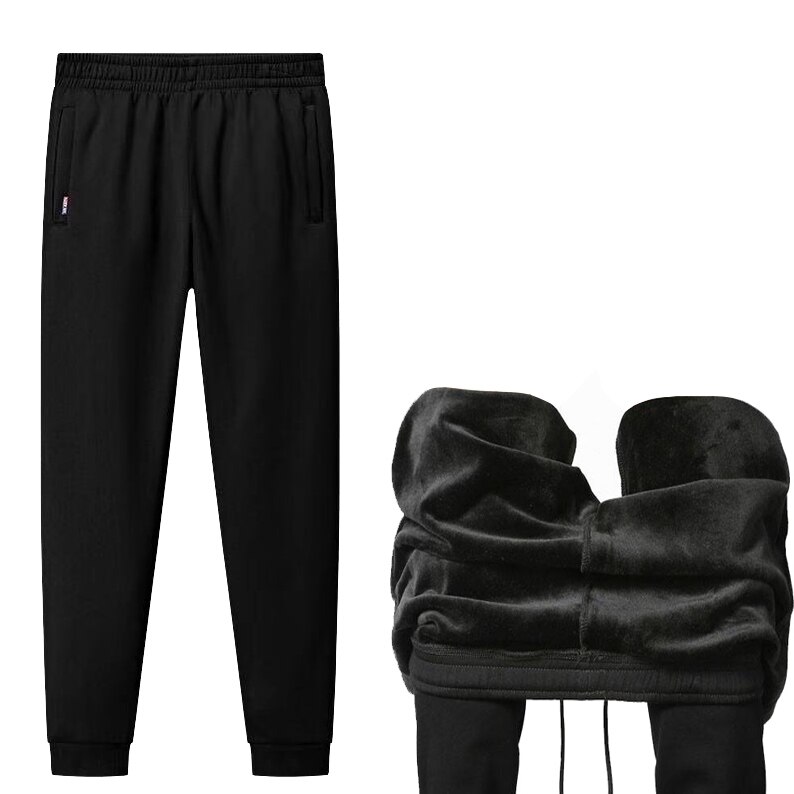Mannen Wol Broek Fluwelen Kasjmier Broek Mannen Dikke Fleece Joggers Winter Warm Pant Zwaargewicht Broek Mannen Joggingbroek: Black / L