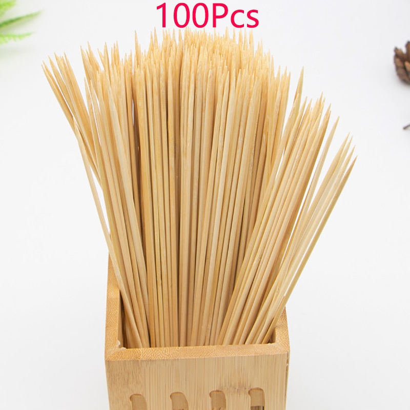 100 st bbq tillbehör bambu pinnar grillspett grill shish kabob grill bbq verktyg trä pinnar gafflar grillmattor