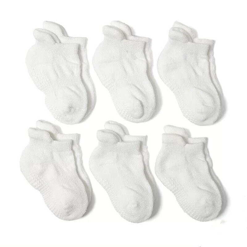 6 Paare/los Winter Baumwolle Socken Anti-Unterhose nicht Schleudern Knöchel Socken Baby Kleinkind freundlicher Jungen Mädchen 0-7Jahre: Weiß / M 1 zu 3 Jahre