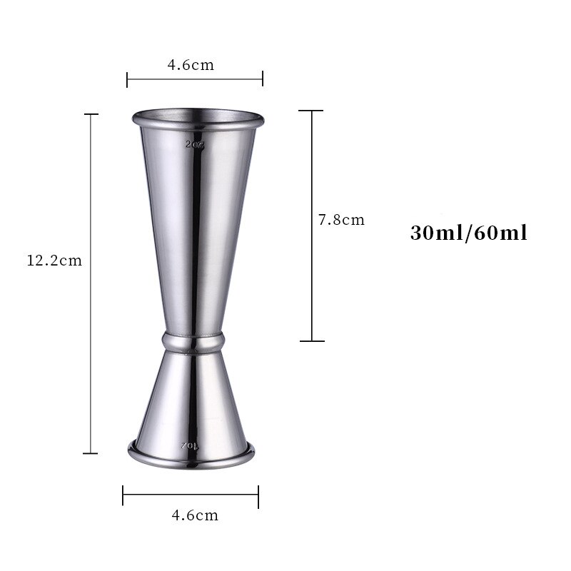 Slim Stainless Steel Measuring Cup Commercial Jigger Cocktail Bar Jigger Double Spirit Bartender: Silver